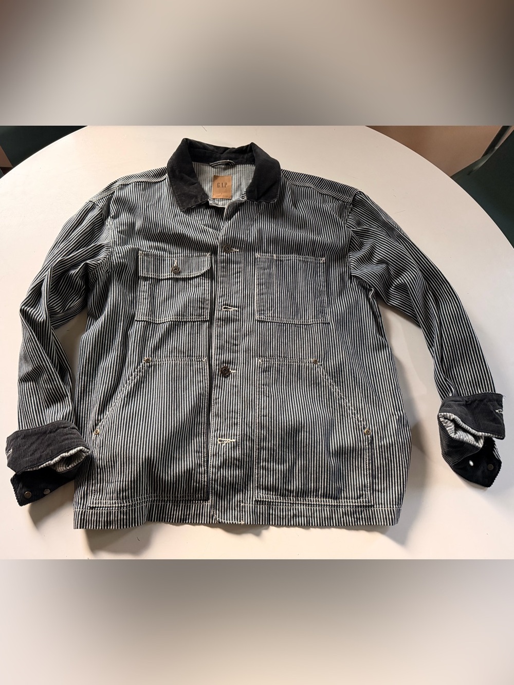 GAP Black & White Striped Chore Coat
